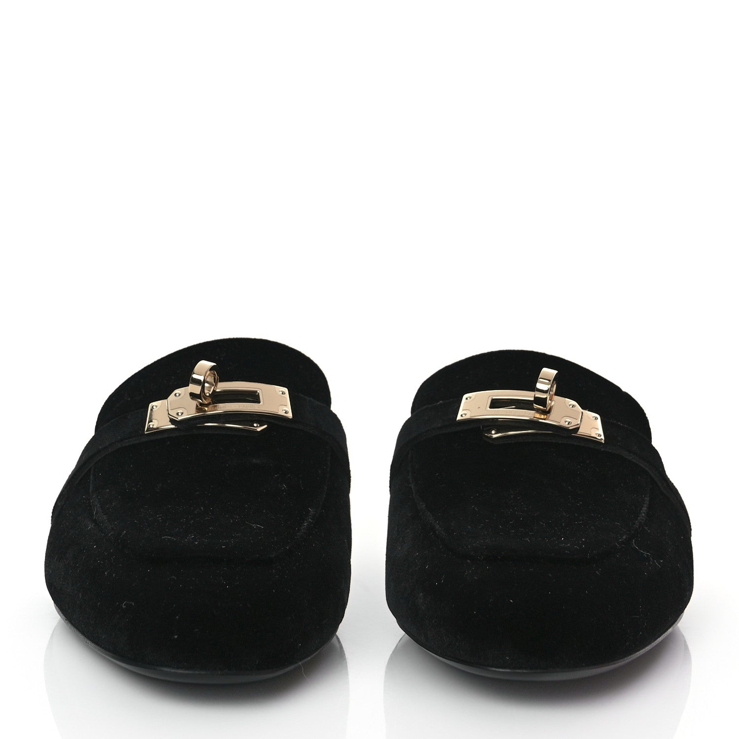 Hermes Velvet Goatskin Oz Mules 37 Black 2 of 9