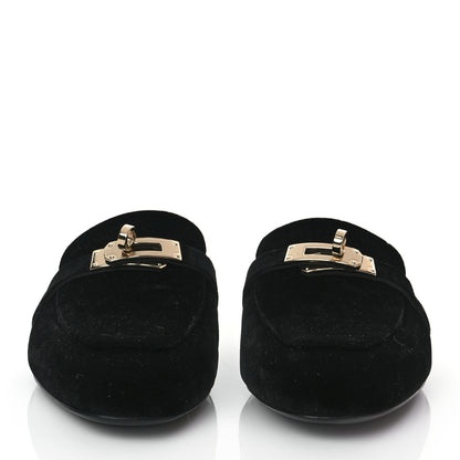 Hermes Velvet Goatskin Oz Mules 37 Black 2 of 9