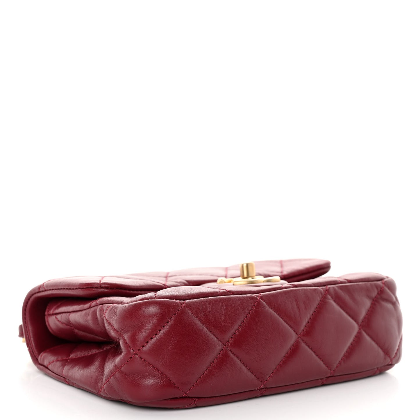 Lambskin Quilted Small Fancy Jewel Flap Burgundy
