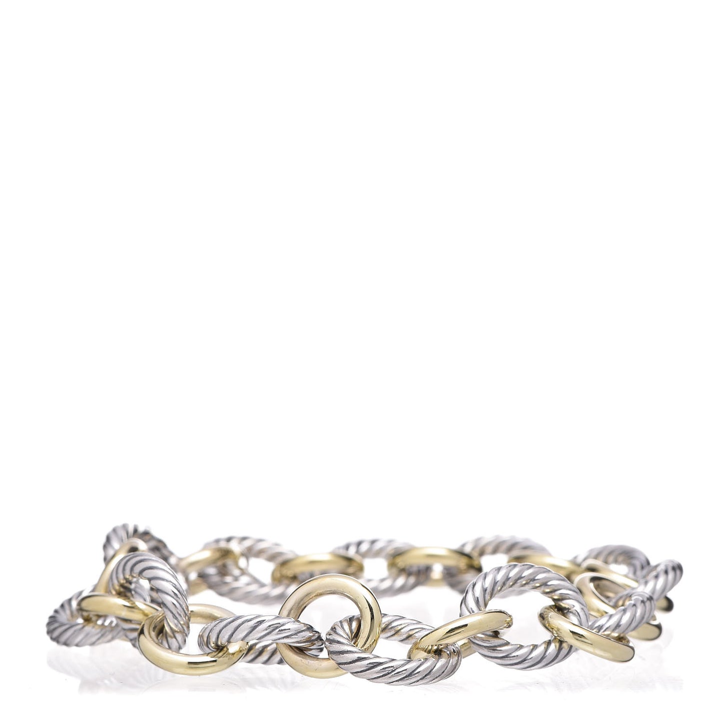 Sterling Silver 18K Yellow Gold 12mm Large Oval Link Bracelet