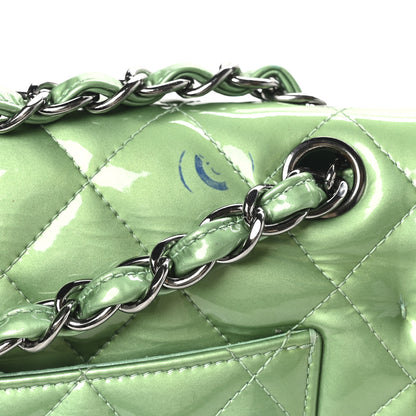 Chanel Patent Calfskin Quilted Jumbo Double Flap Green 11 of 11