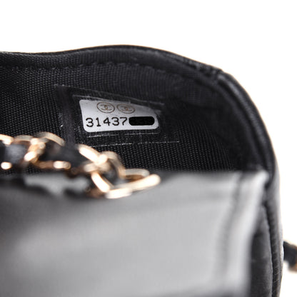 Chanel Lambskin Camellia Embossed Chain Belt Bag Black 8 of 13