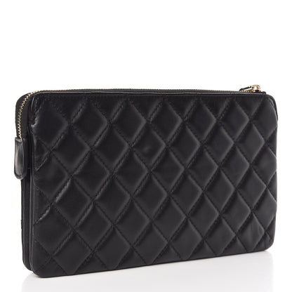 Chanel Lambskin Quilted Large Zipped Clutch Black 3 of 9