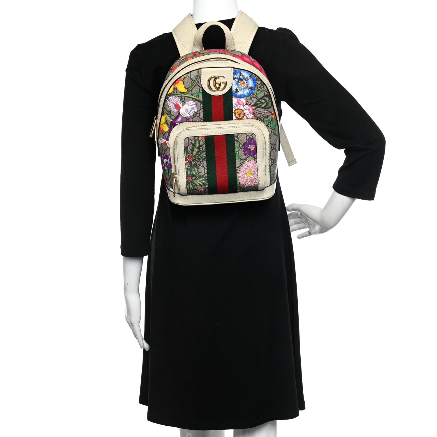 Gucci GG Supreme Monogram Flora Web Small Ophidia Day Backpack White 3 of 10