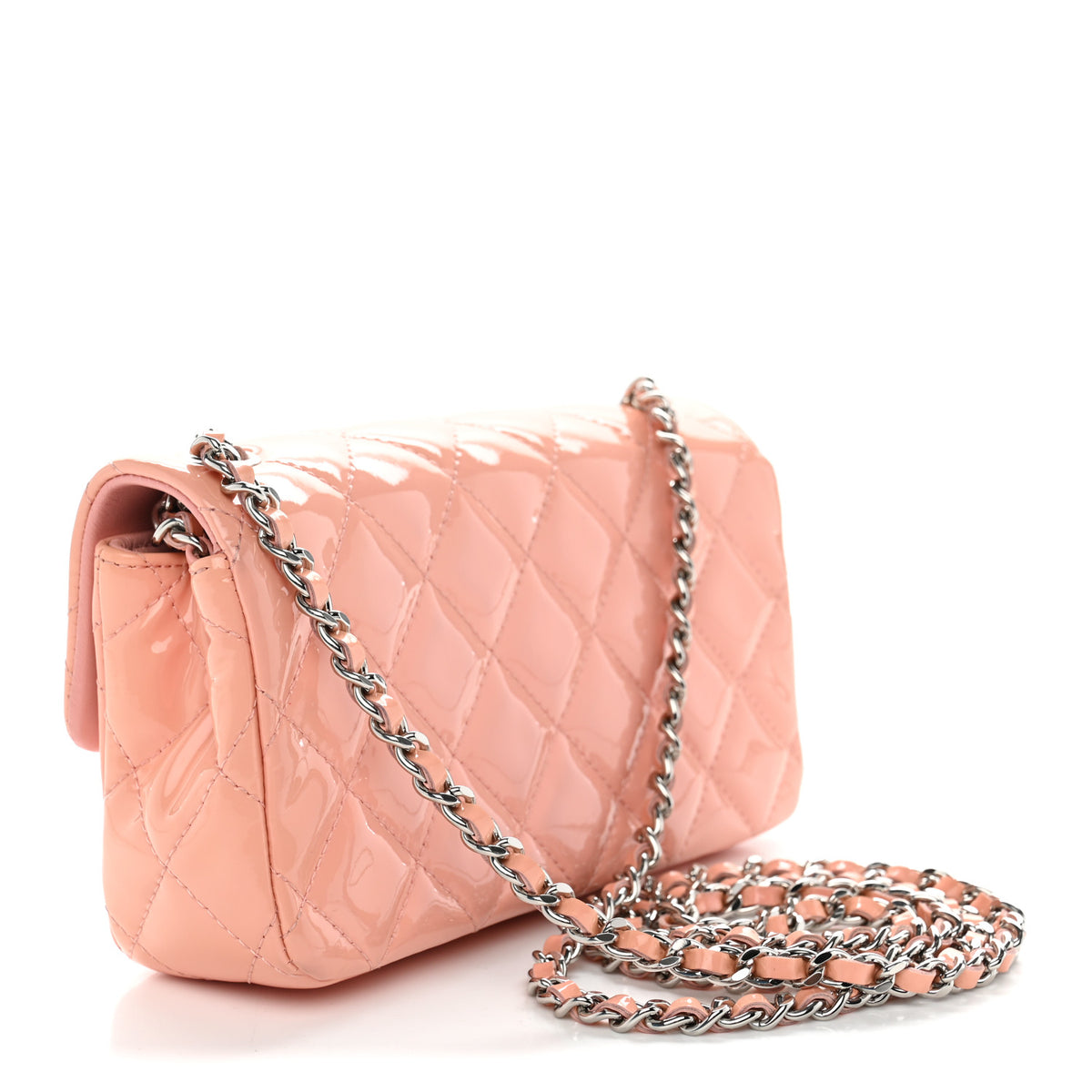 Chanel Patent Calfskin Quilted Extra Mini Rectangular Flap Pink 3 of 11