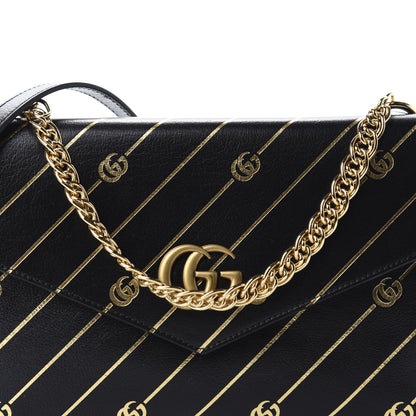 Gucci Calfskin Diagonal GG Medium Thiara Double Envelope Shoulder Bag Black White 11 of 11