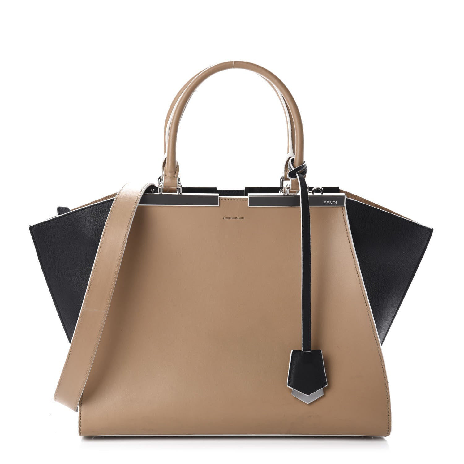 Fendi Vitello Baltico Dolce Petite 3Jours Tote Sand Black 1 of 14