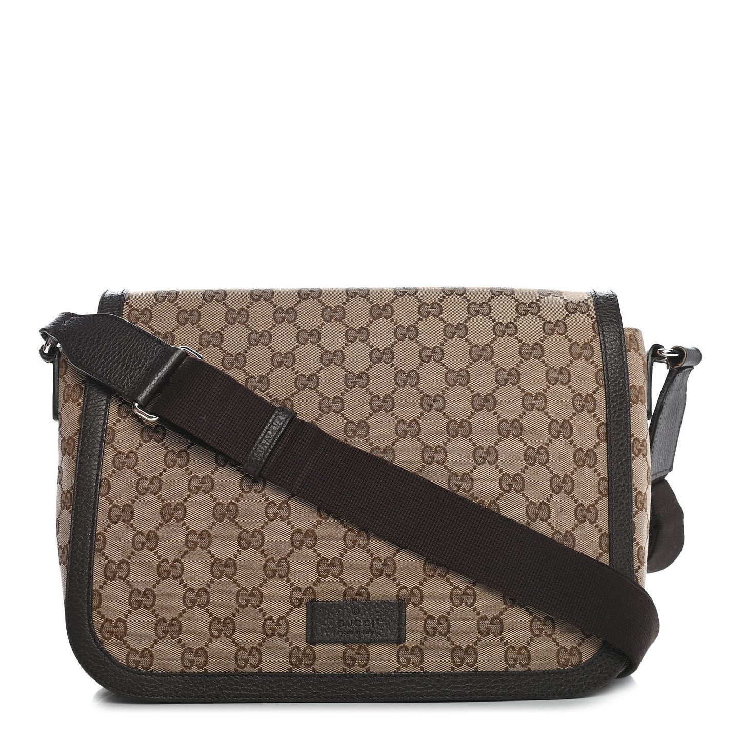 Monogram Large Flap Messenger Bag Beige Dark Brown