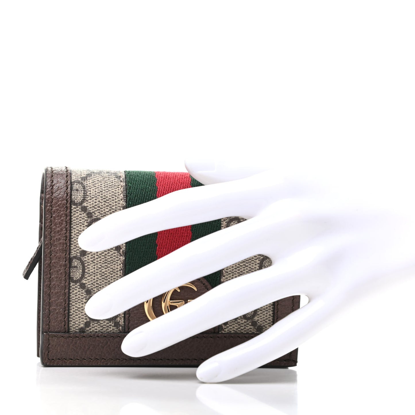 GG Supreme Monogram Web Ophidia Card Case Beige New Acero