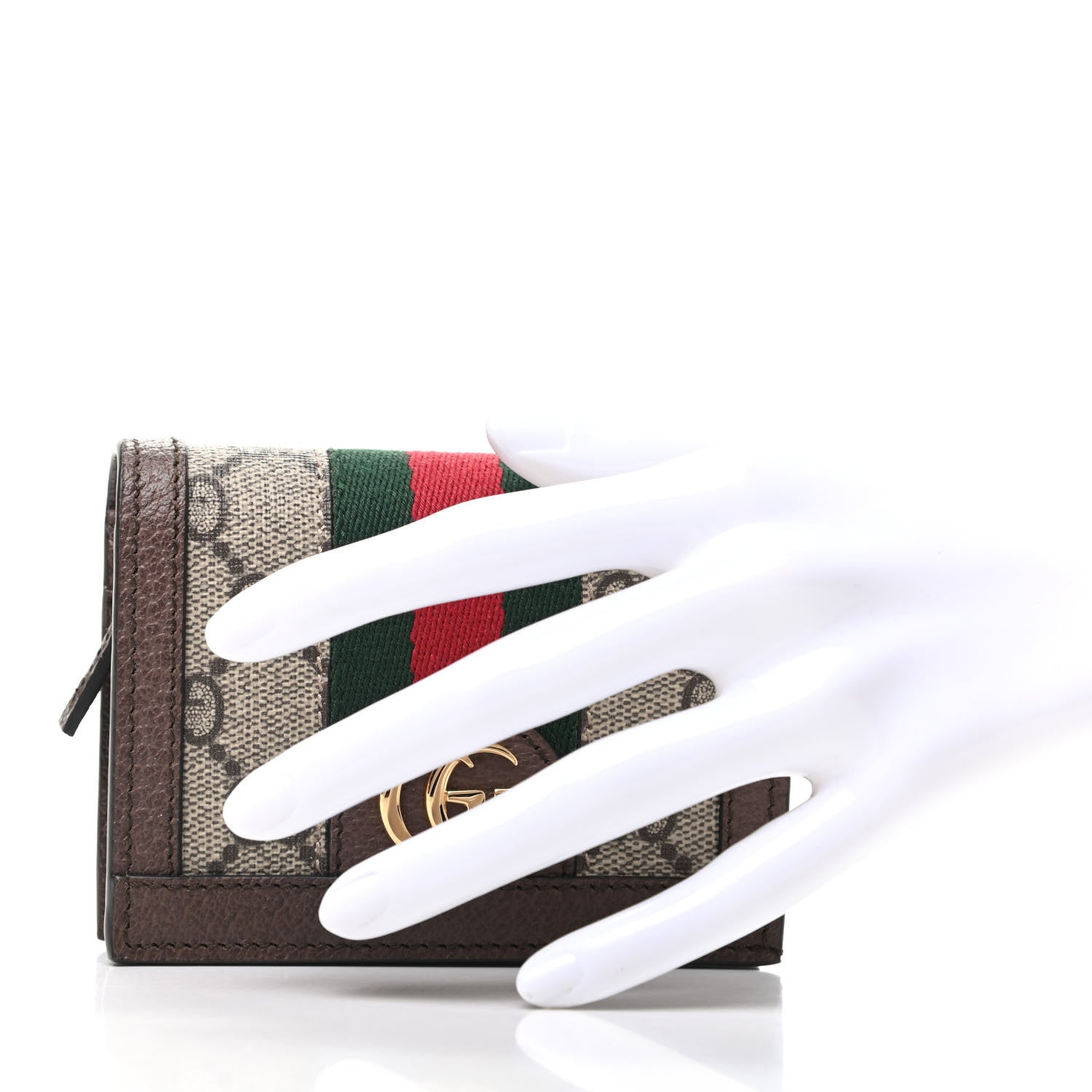 Gucci GG Supreme Monogram Web Ophidia Card Case Beige New Acero 2 of 8