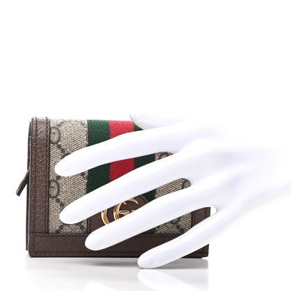Gucci GG Supreme Monogram Web Ophidia Card Case Beige New Acero 2 of 8