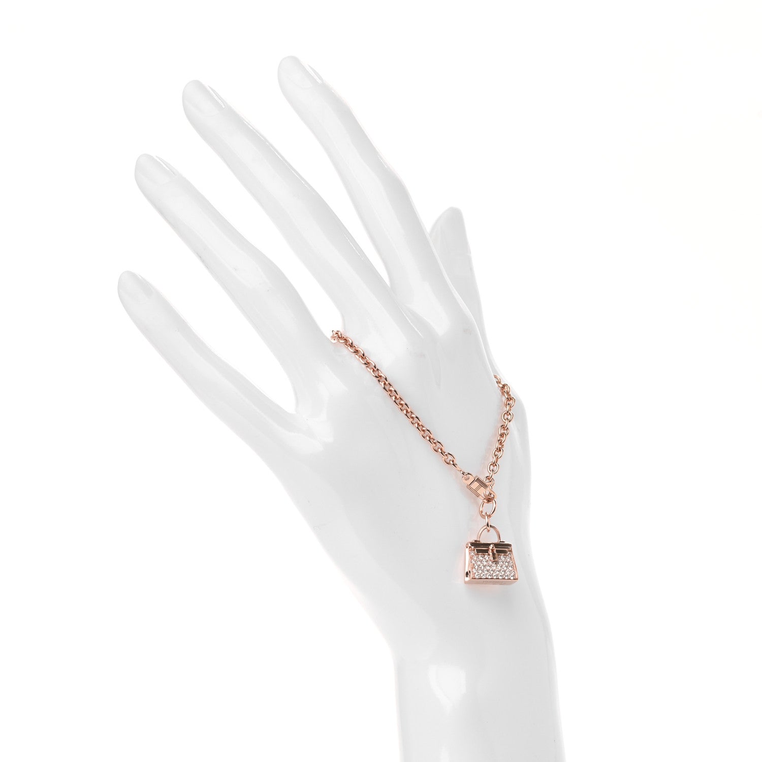 Hermes 18K Rose Gold Diamond Kelly Amulettes Bracelet SH 2 of 4
