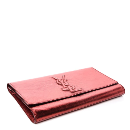 Saint Laurent Metallic Calfskin Large Belle De Jour Clutch Red 4 of 11