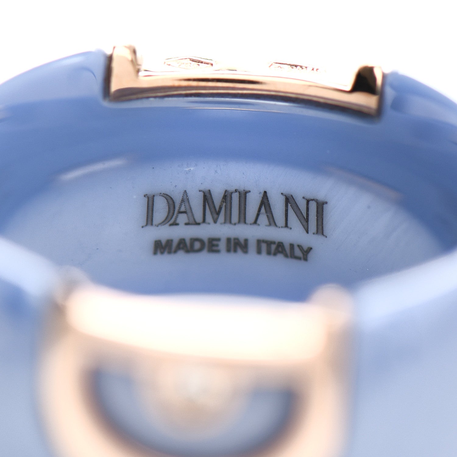 Damiani 18K Pink Gold Ceramic Diamond D Icon Ring 52 6 4 of 5