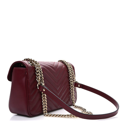 Gucci Calfskin Matelasse Medium GG Marmont Shoulder Bag Ancora Red 3 of 10