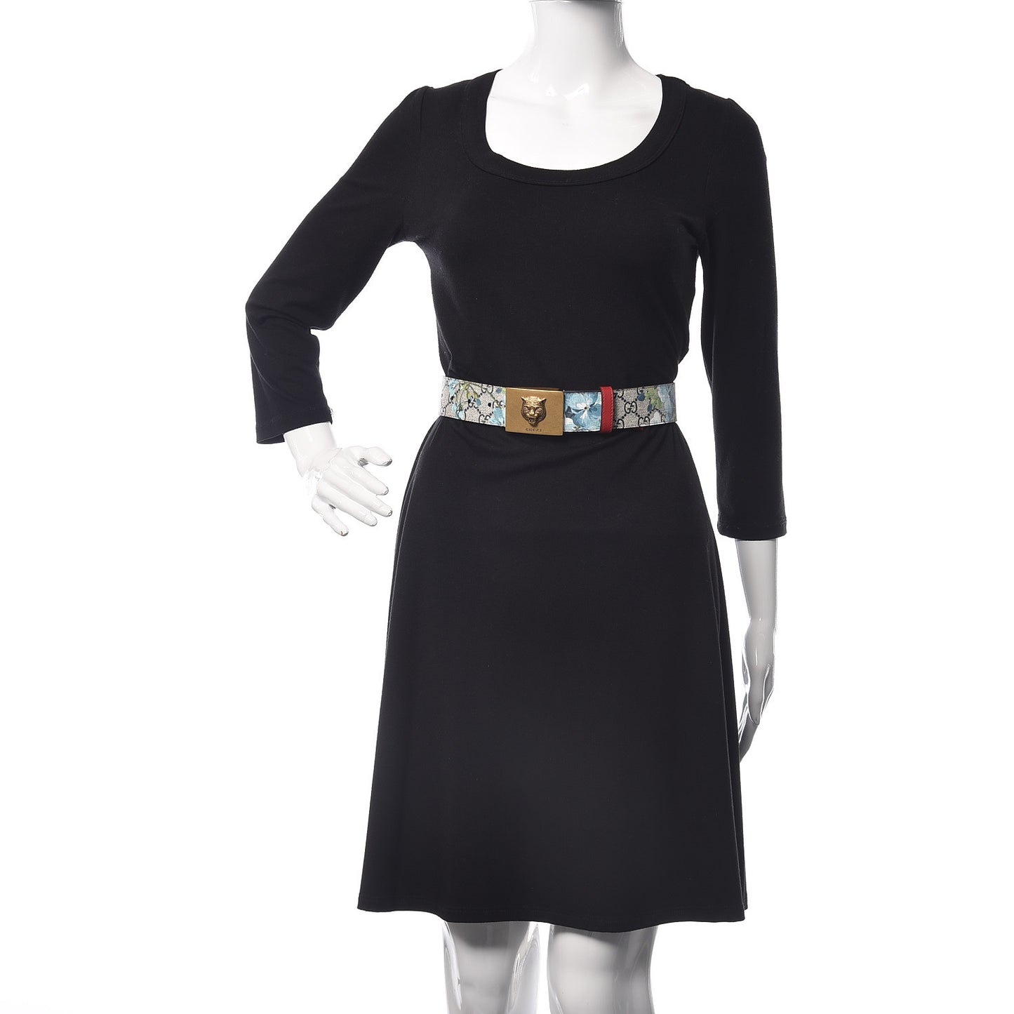GG Plus Monogram Blooms Plaque Belt 80 32 Blue