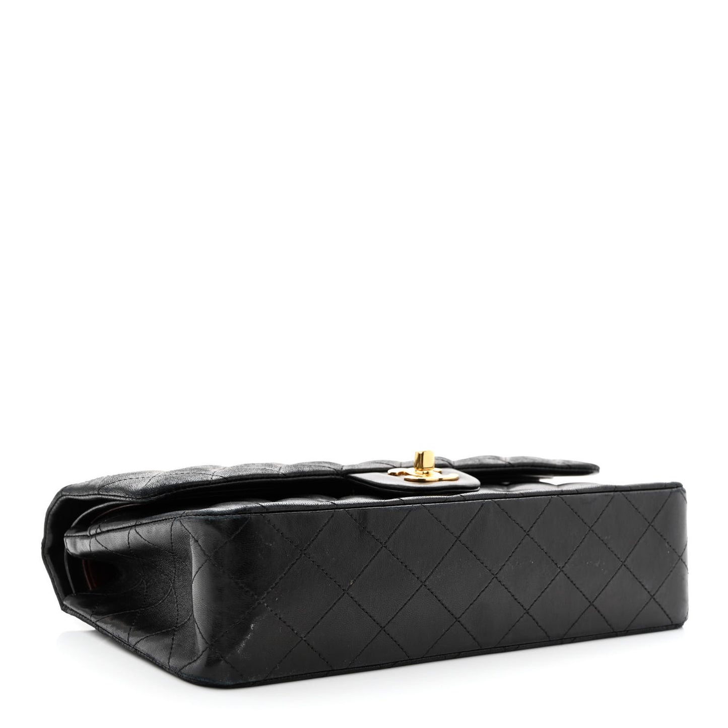 Lambskin Quilted Medium Double Flap Black