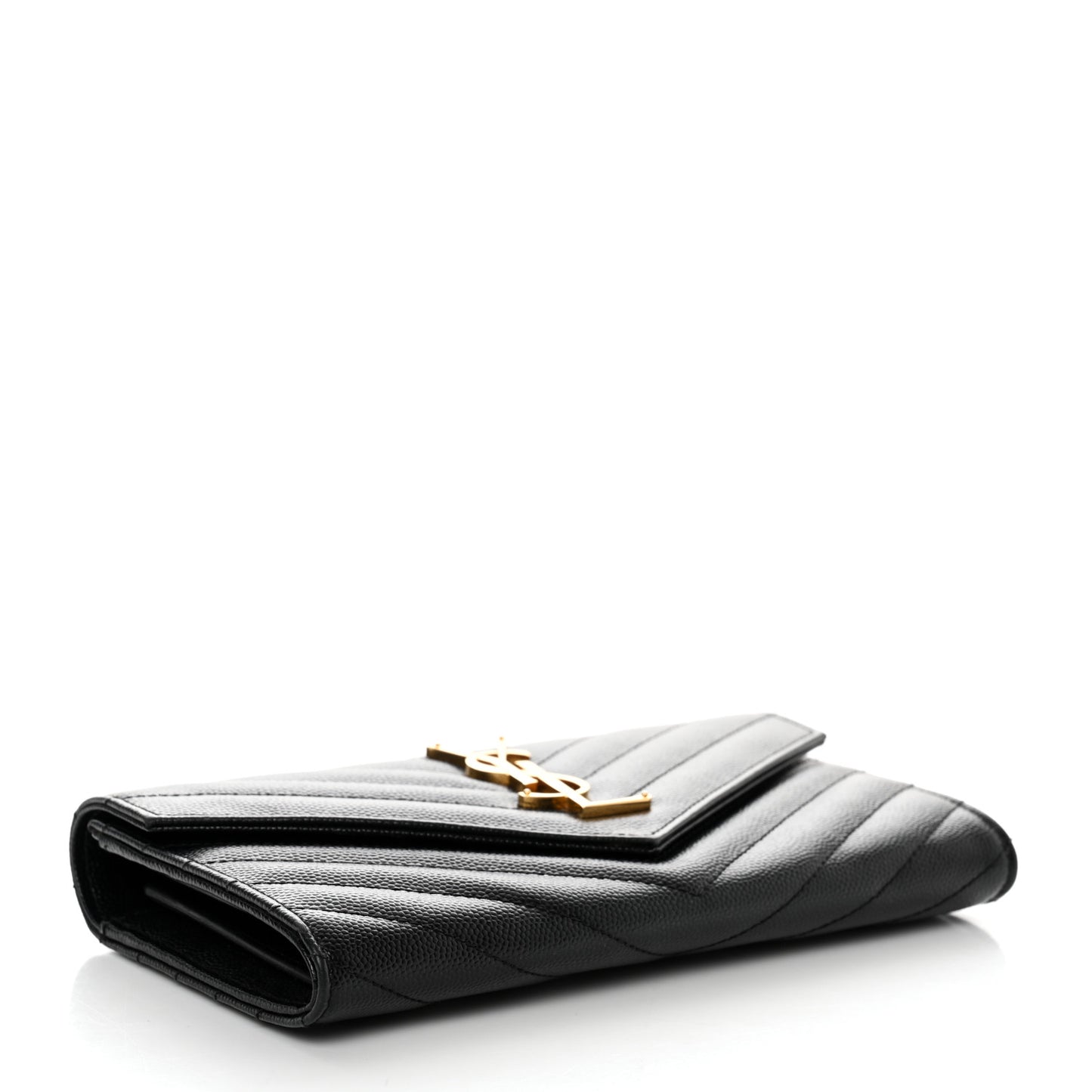 Grain De Poudre Matelasse Chevron Monogram Flap Wallet Black