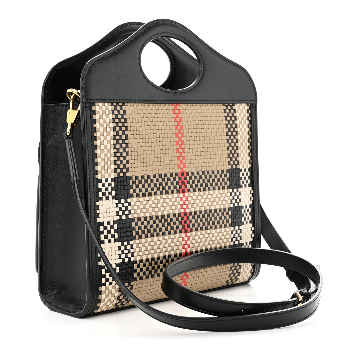 Calfskin Check Mini Pocket Bag Black