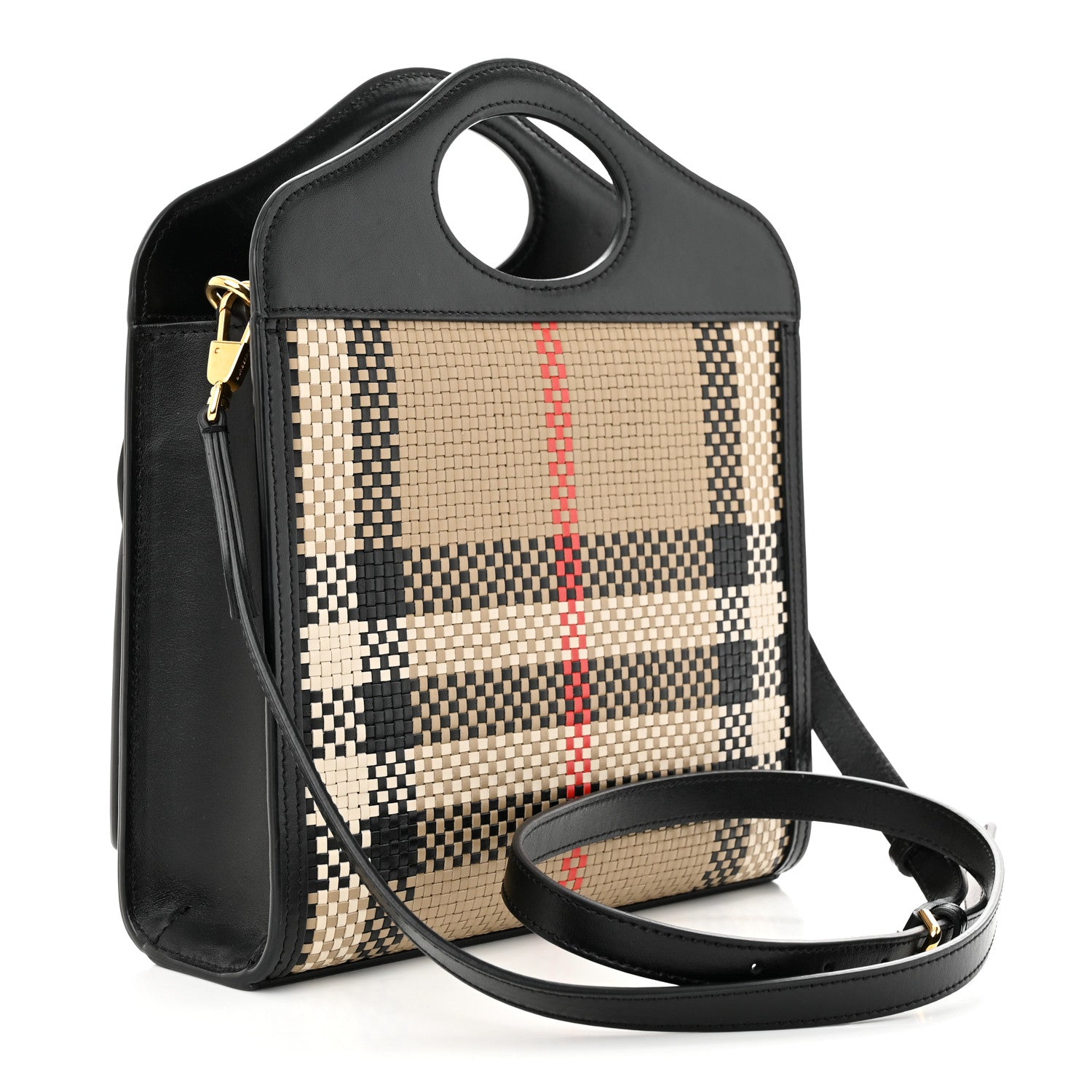 Burberry Calfskin Check Mini Pocket Bag Black 3 of 12