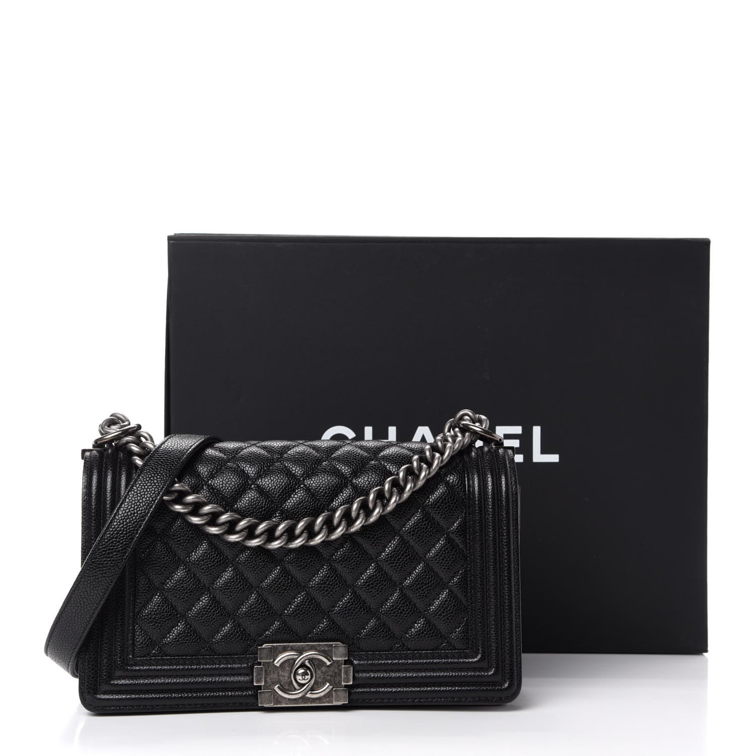 Chanel Caviar Quilted Medium Boy Flap Black 12 of 12