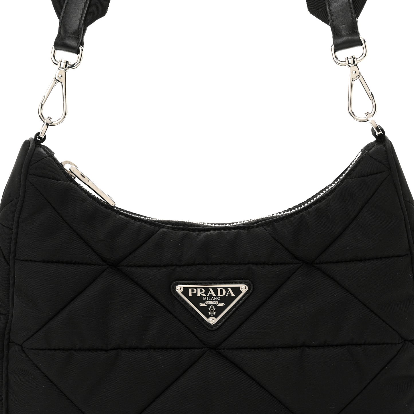 Re-Nylon Triangle Padded Patchwork Shoulder Bag Black