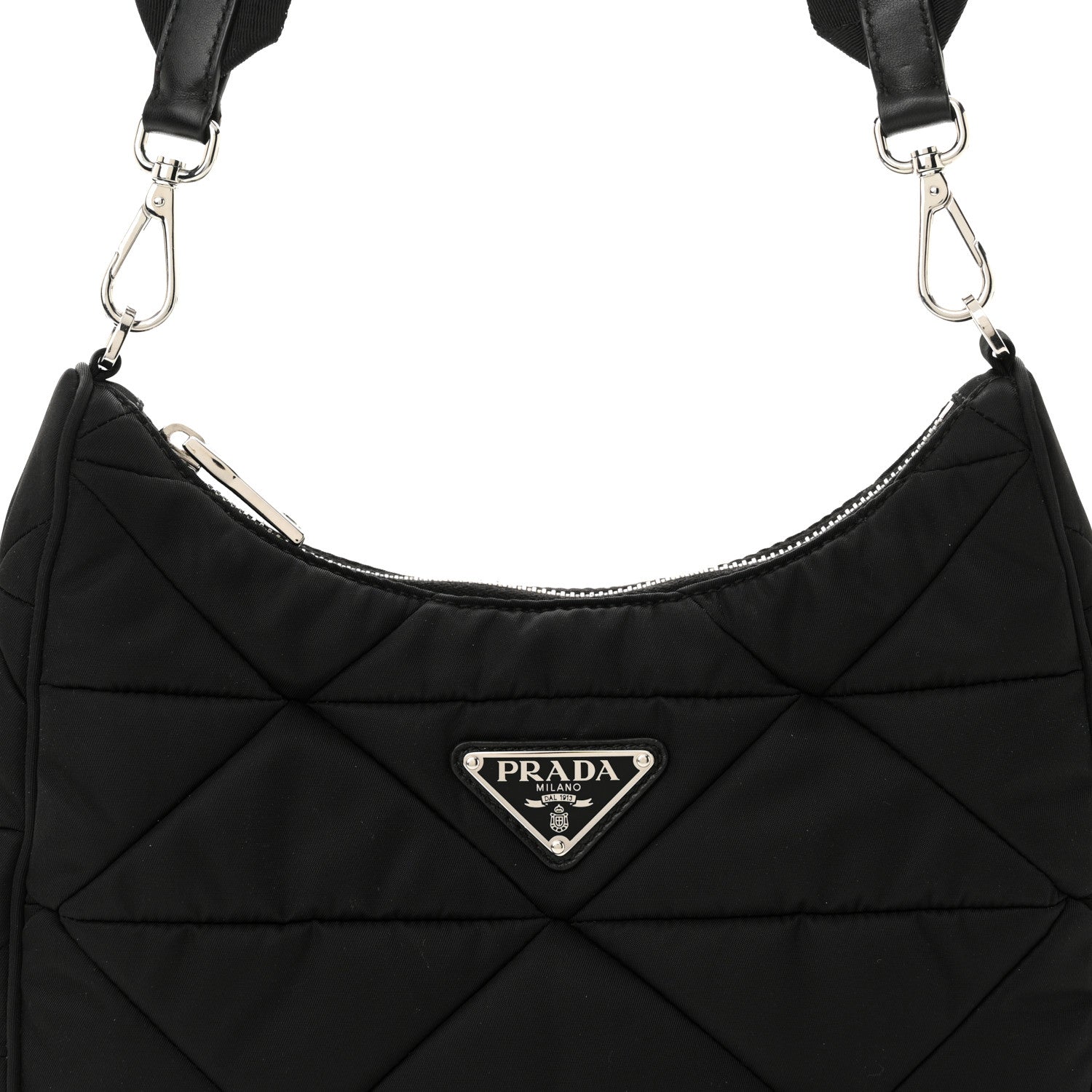 Prada Re-Nylon Triangle Padded Patchwork Shoulder Bag Black 8 of 10
