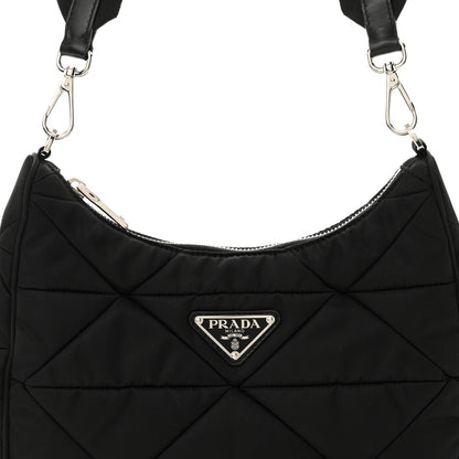 Prada Re-Nylon Triangle Padded Patchwork Shoulder Bag Black 8 of 10