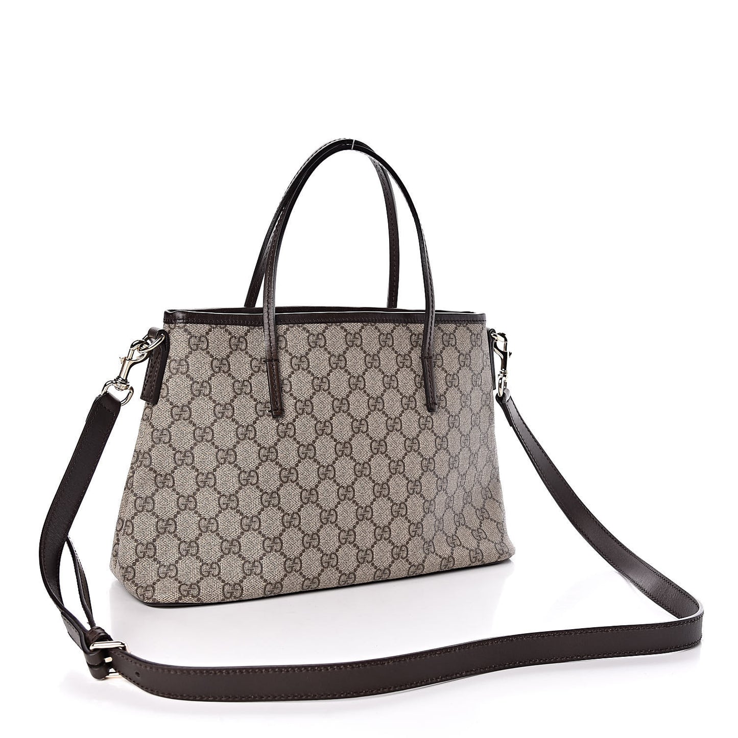 GG Supreme Monogram Small Zippered Tote Dark Brown