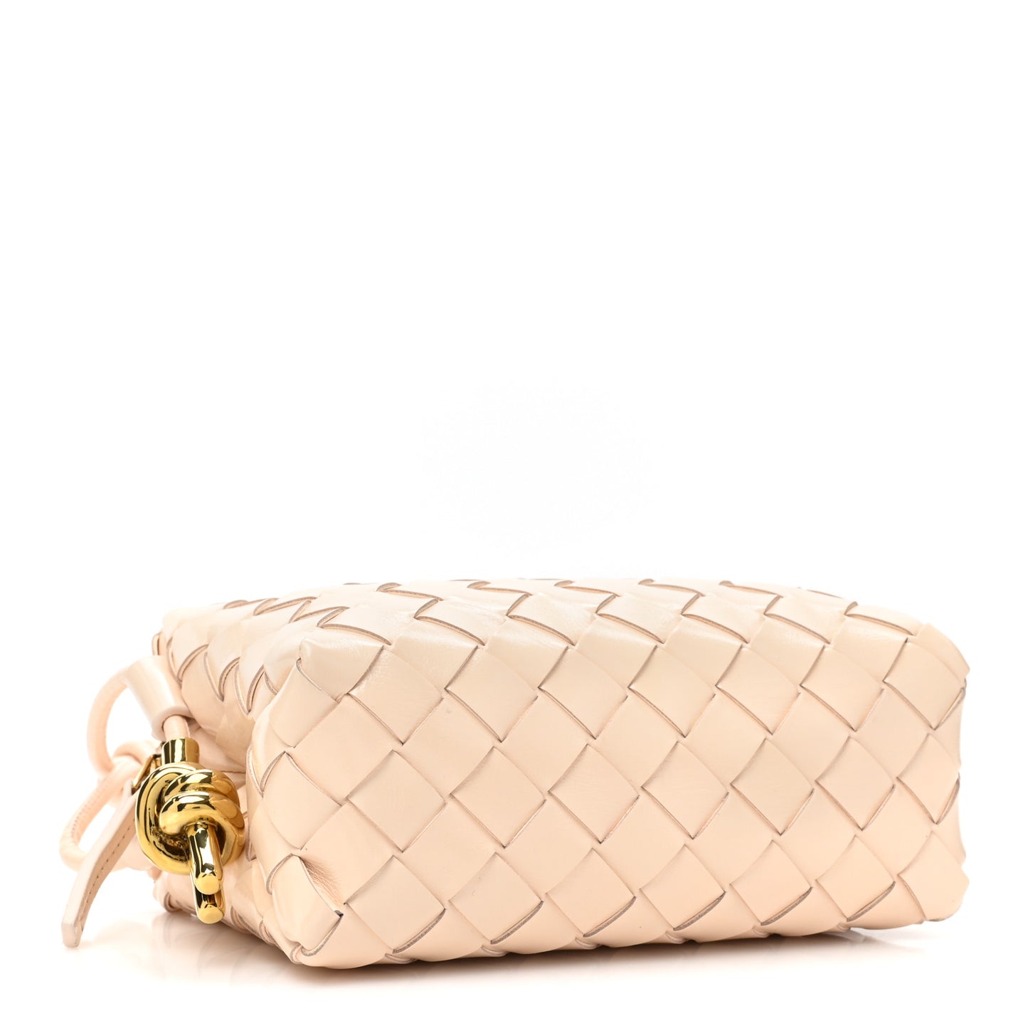 Patent Nappa Intrecciato Metallic Knot Mini Loop Camera Bag Macaroon