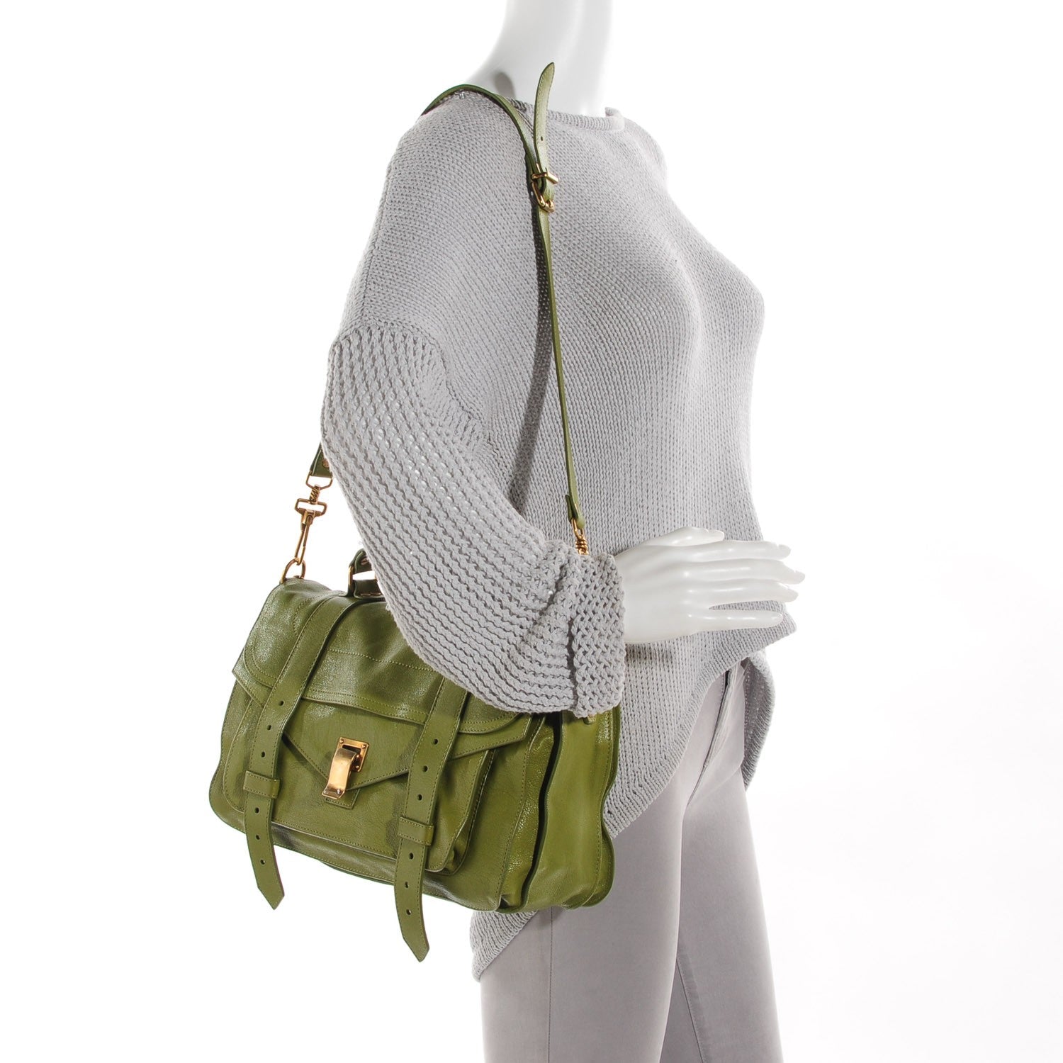 Proenza Schouler Lambskin Medium PS1 Satchel Olive 2 of 12