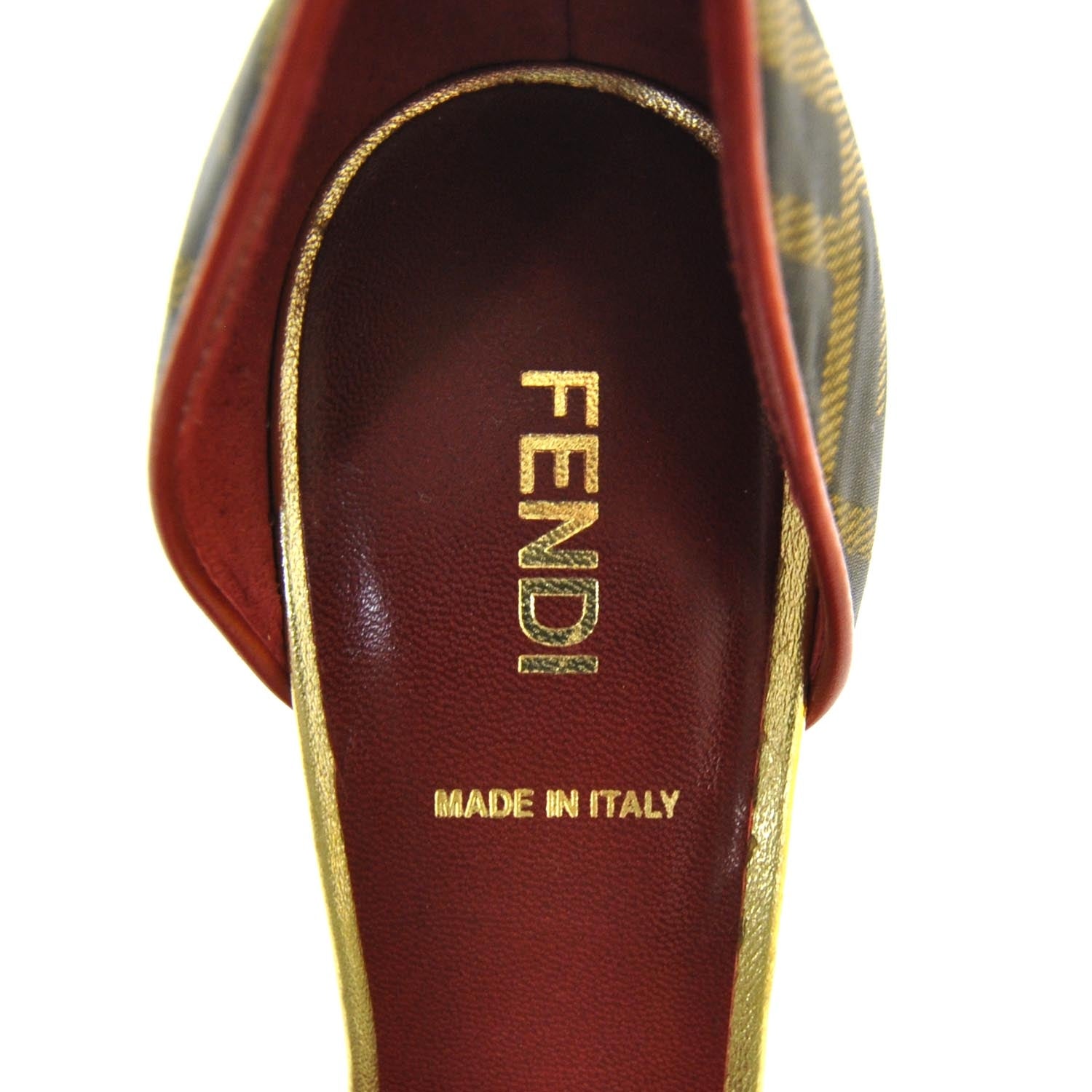 Fendi Zucca Leather Pleated Heels 36 Red 7 of 7