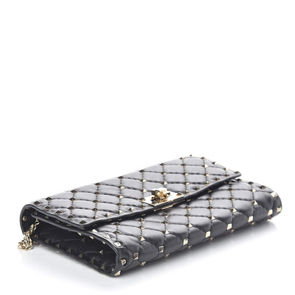 Valentino Garavani Lambskin Rockstud Spike Wallet on Chain Black 4 of 10
