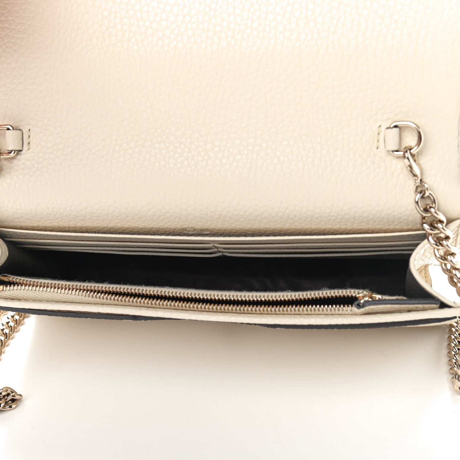 Gucci Pebbled Calfskin Soho Wallet on Chain Ivoire 5 of 8