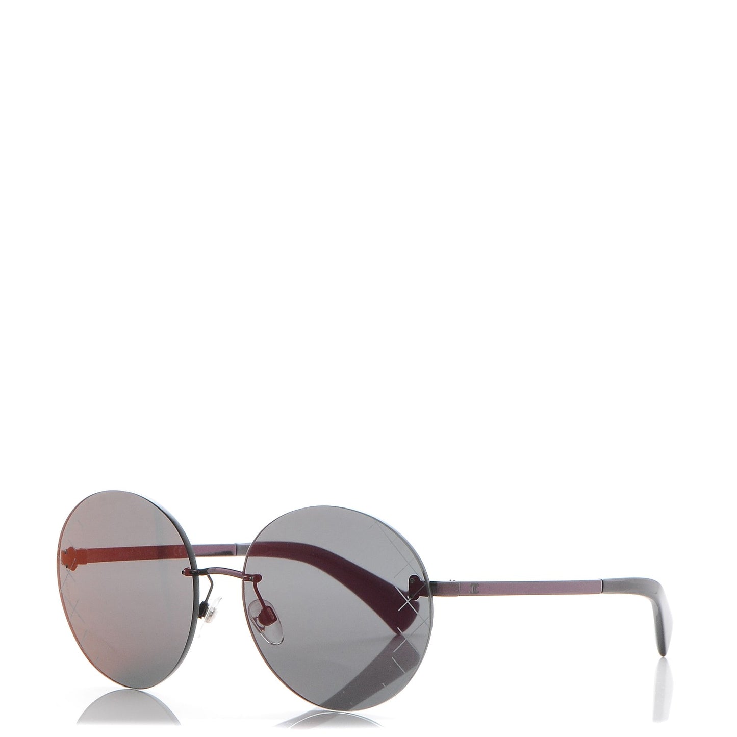 Metal Rimless Round Sunglasses 4216 Bordeaux