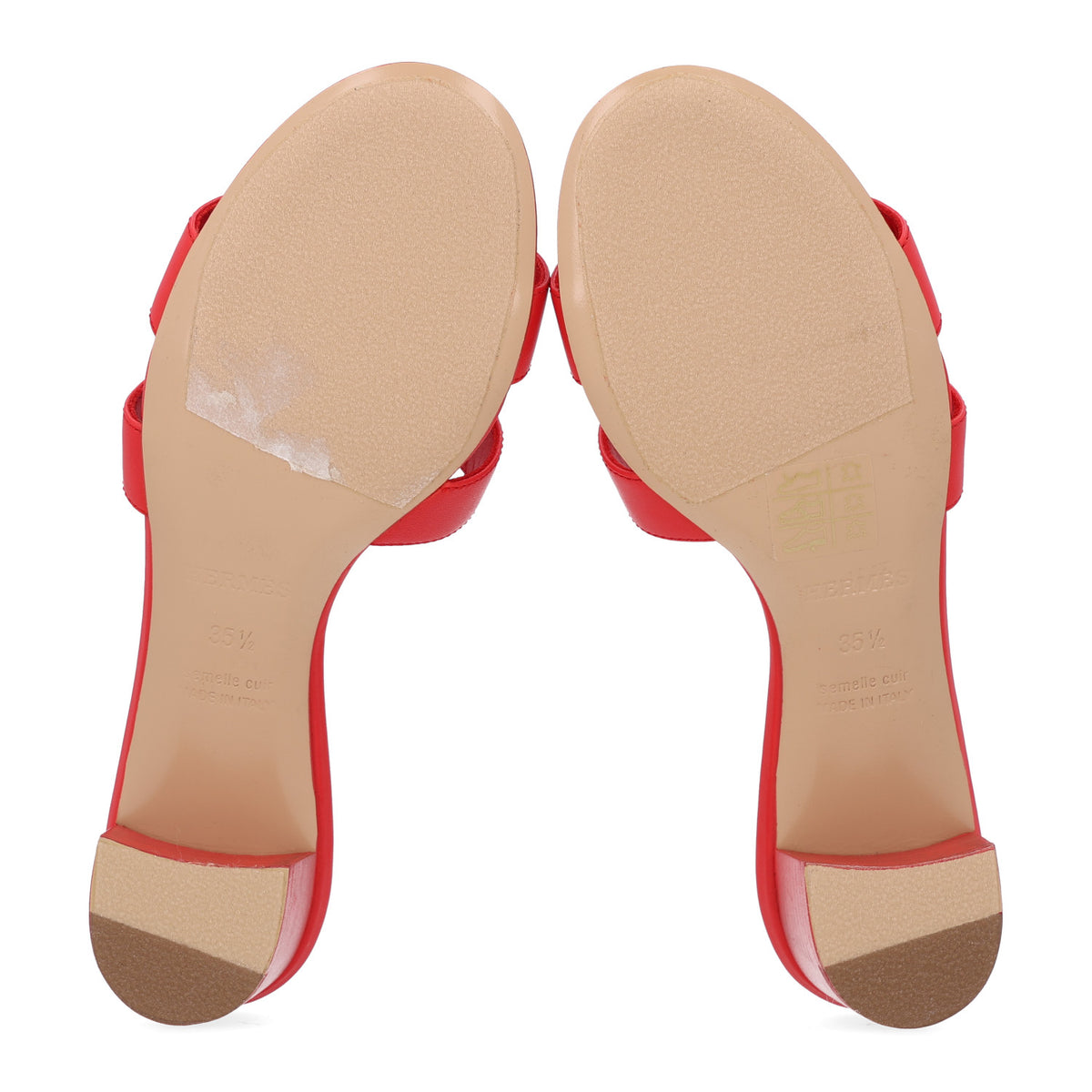 Hermes Calfskin Oasis Sandals 35.5 Rouge Bali 7 of 10