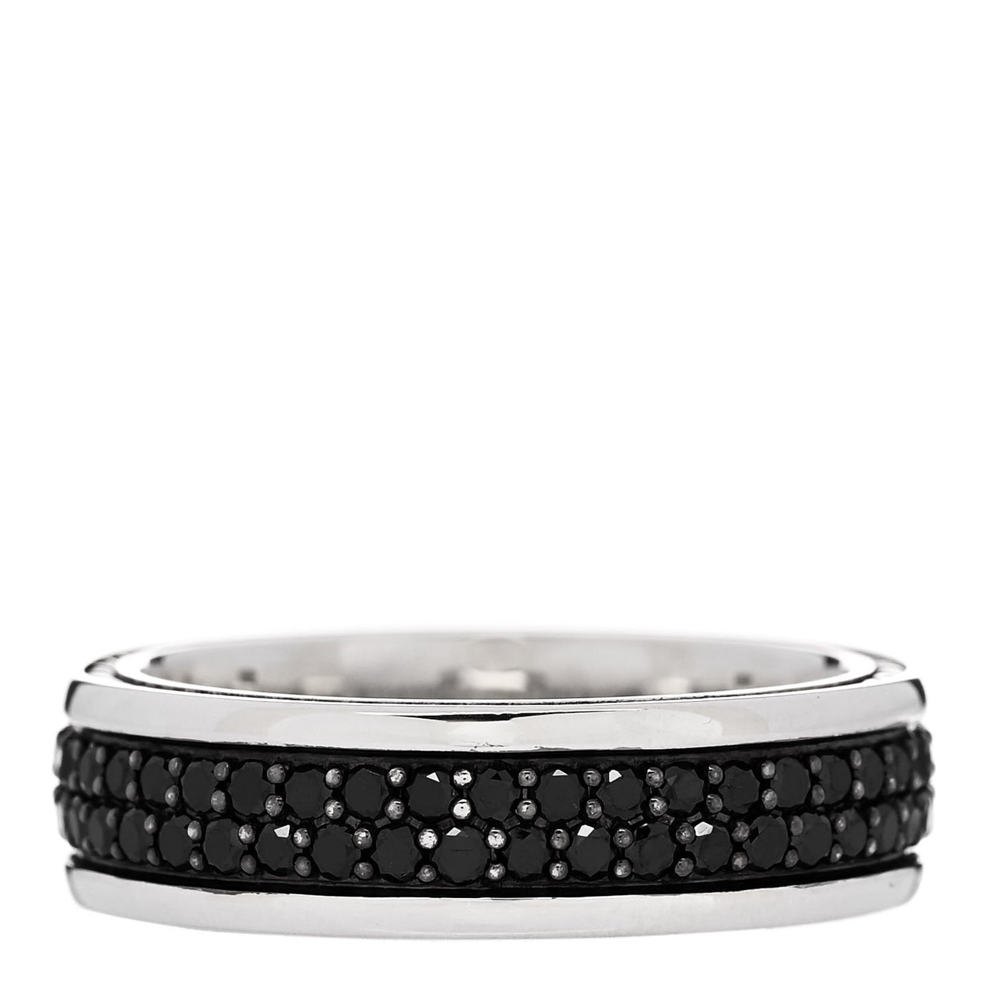 Sterling Silver Black Diamond Streamline Two-Row Band Ring 62 10