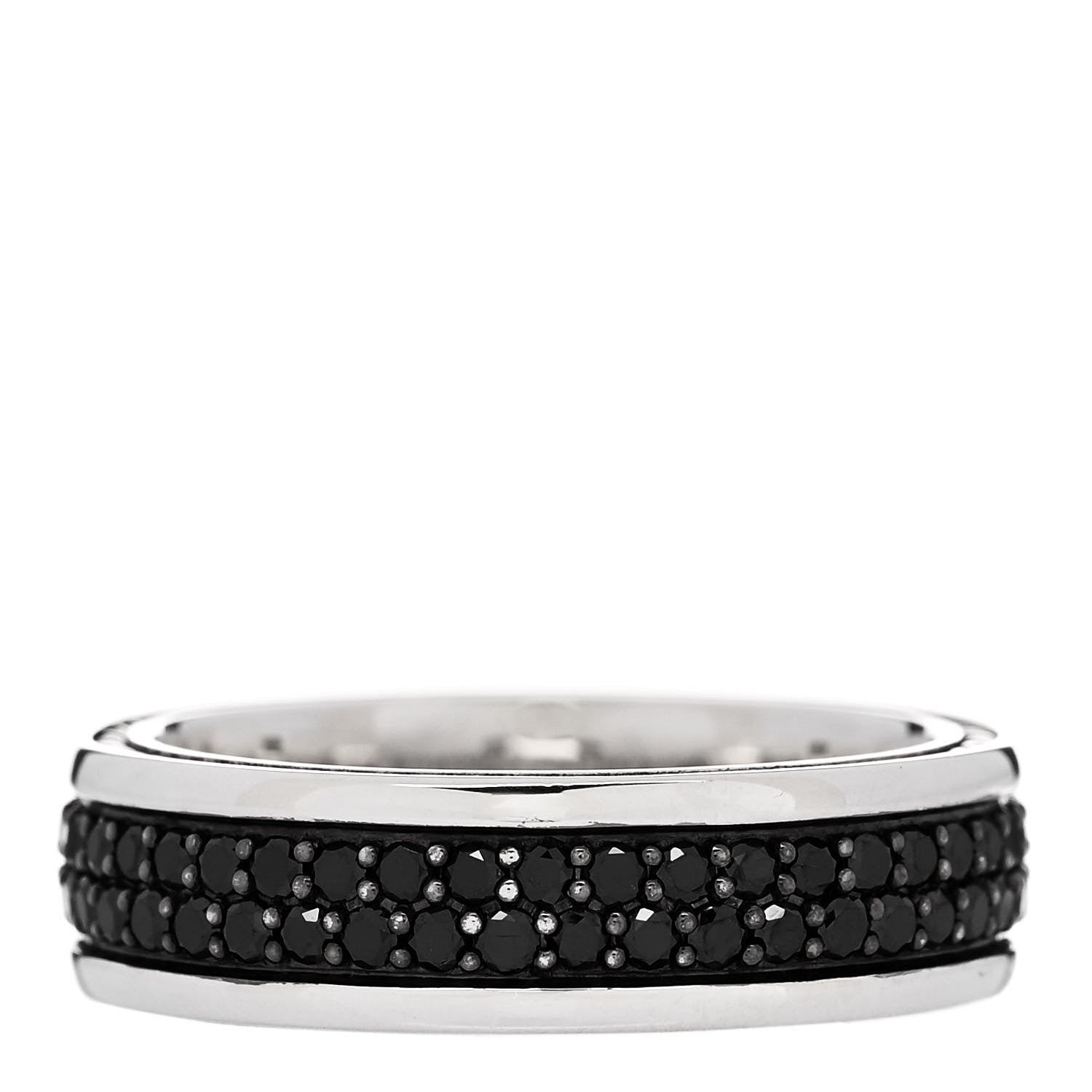 David Yurman Sterling Silver Black Diamond Streamline Two-Row Band Ring 62 10 1 of 5