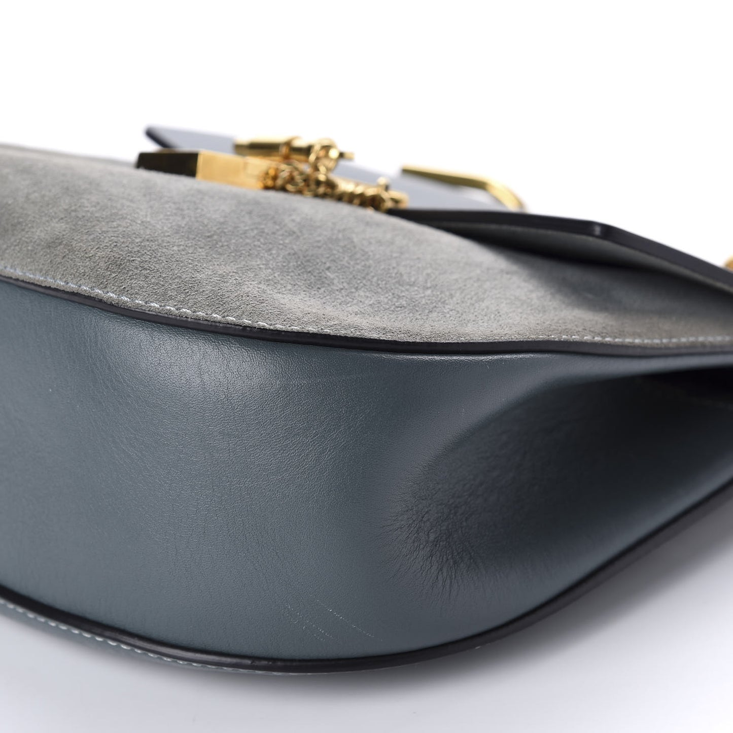 Suede Smooth Calfskin Drew Shoulder Bag Cloudy Blue