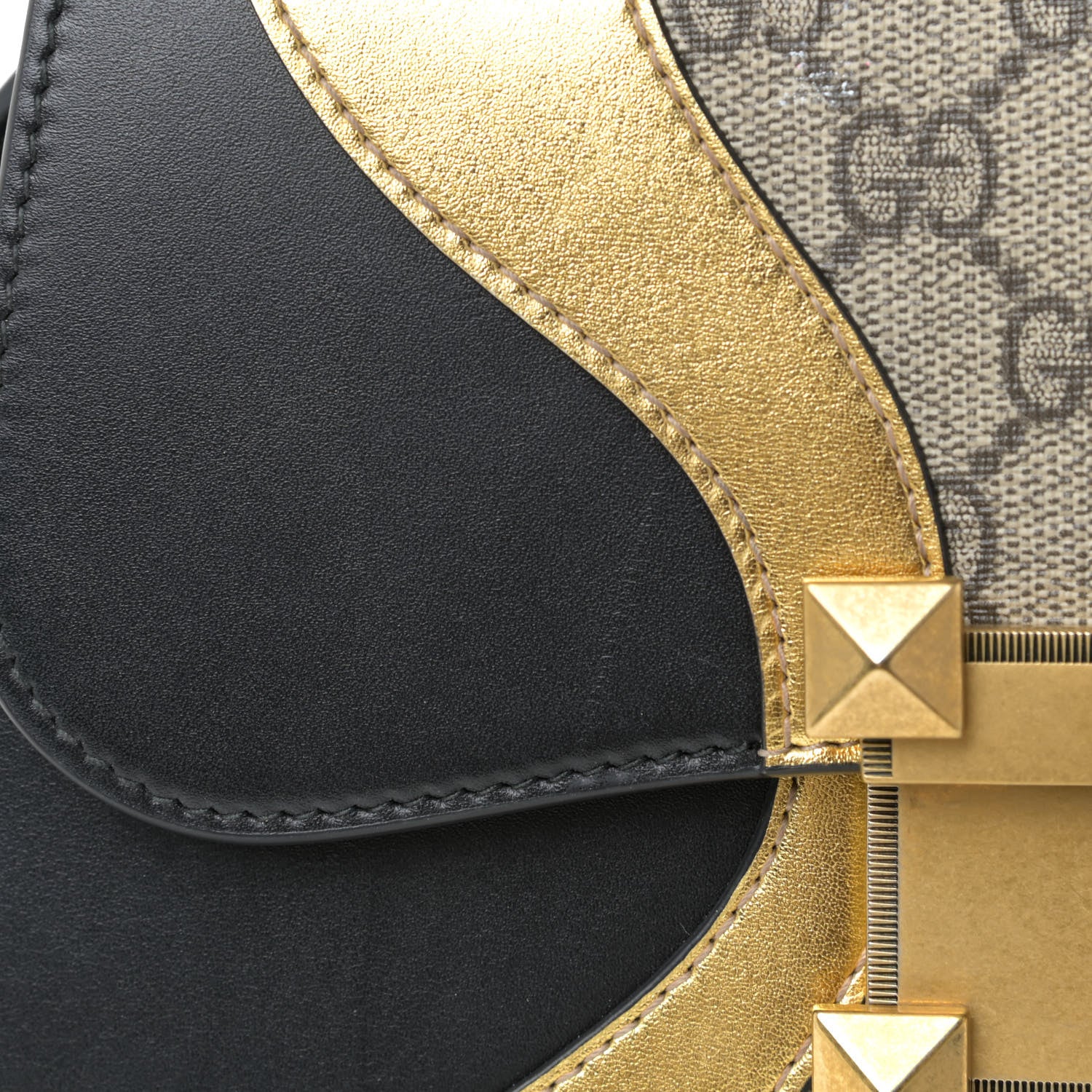 Gucci GG Supreme Monogram Small Osiride Top Handle Bag Black Gold 17 of 25