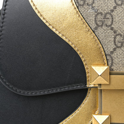 Gucci GG Supreme Monogram Small Osiride Top Handle Bag Black Gold 17 of 25