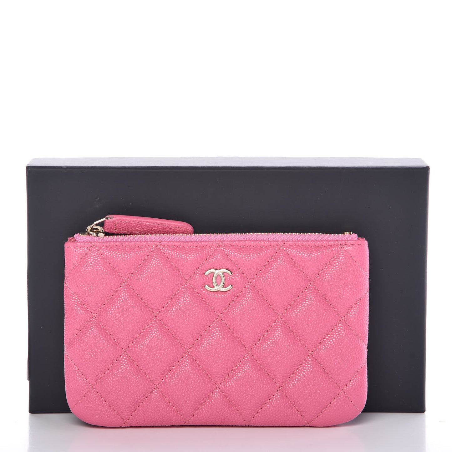 Caviar Quilted Small Cosmetic Case Pink