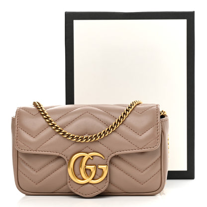 Gucci Calfskin Matelasse Super Mini GG Marmont Shoulder Bag Porcelain Rose 11 of 11
