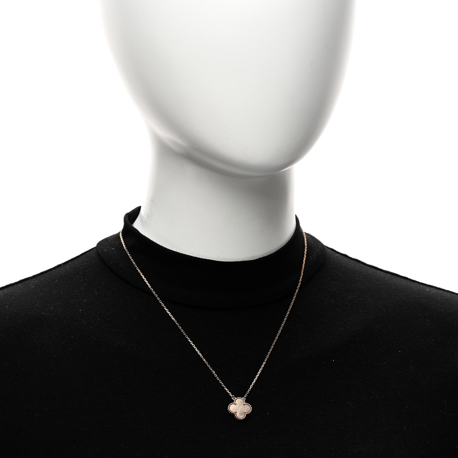 Van Cleef & Arpels 18K Rose Gold Gray Mother of Pearl Vintage Alhambra Pendant Necklace 2 of 6