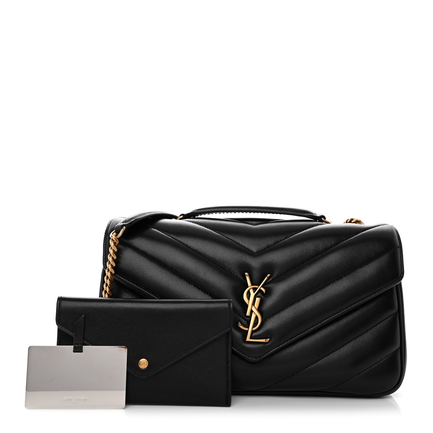 Saint Laurent Lambskin Chevron Quilted Medium LouLou Black 3 of 13