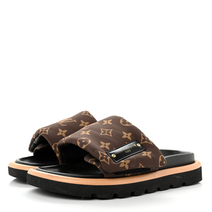 Louis Vuitton Nylon Monogram Pool Pillow Comfort Mule 37 Cacao Brown 3 of 11