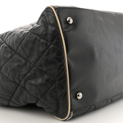 Chanel Glazed Lambskin Quilted Large North South Tote Black 9 of 11