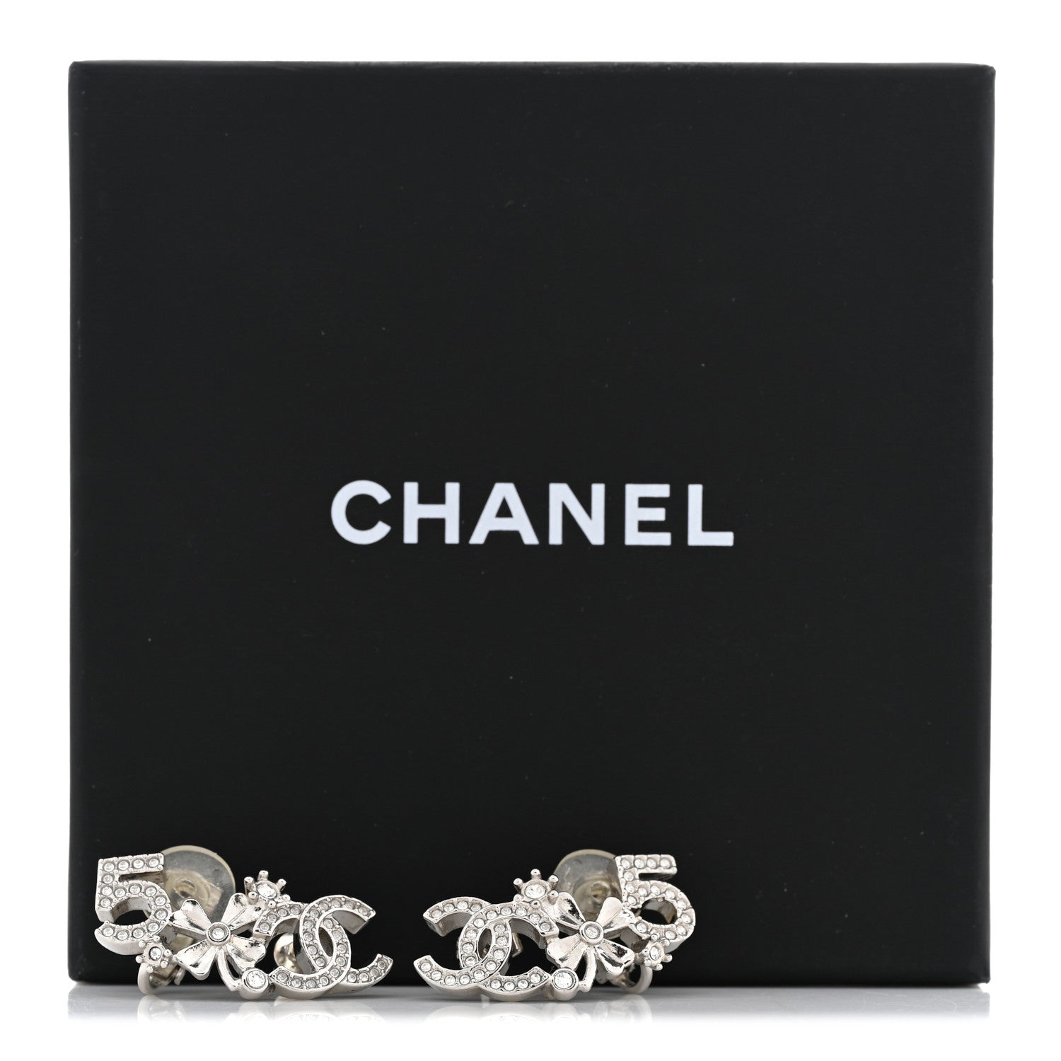 Chanel Crystal Star 5 CC Earrings Silver 6 of 6