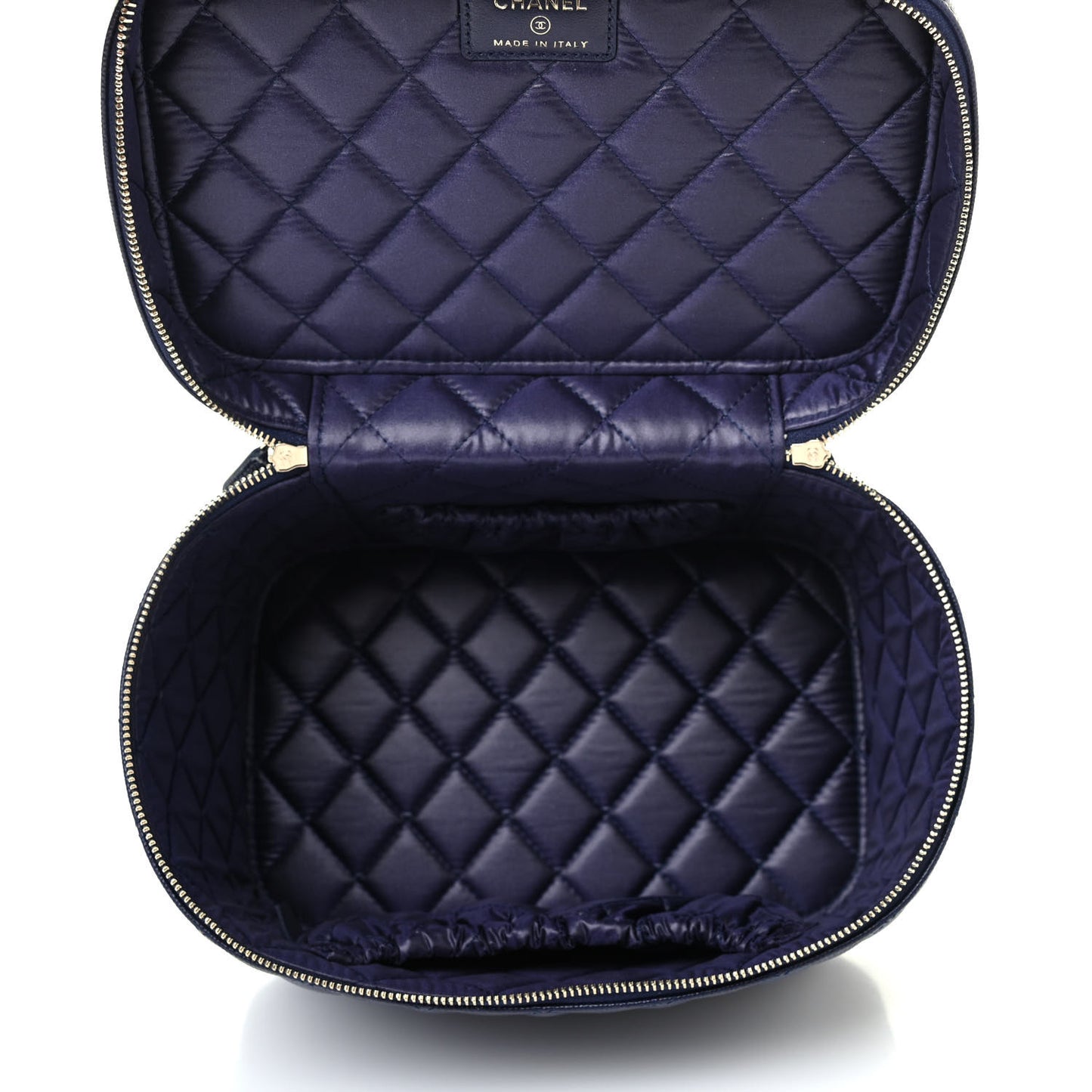 Caviar Quilted Large Vanity Pouch Navy