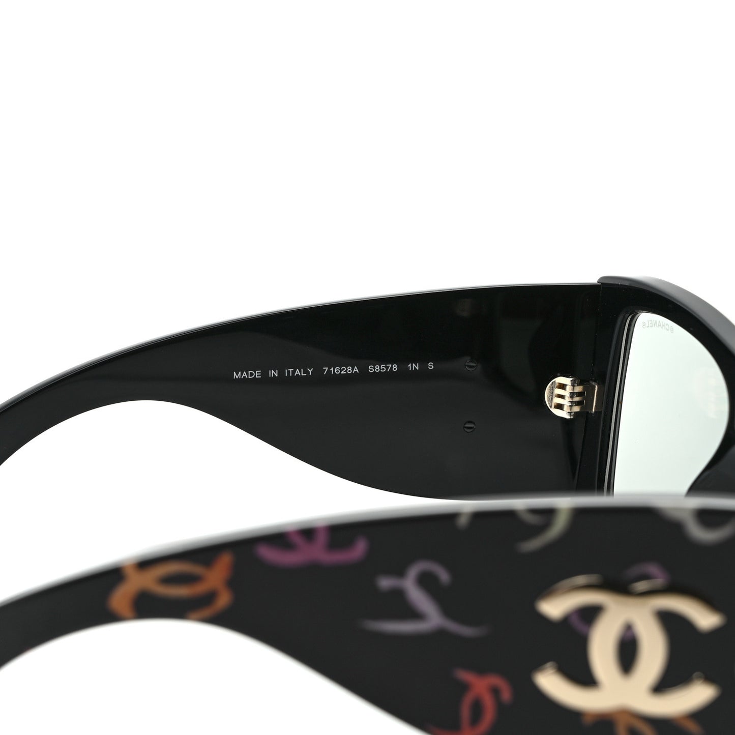 Acetate CC Logo Square Sunglasses 71628 Black Multicolor